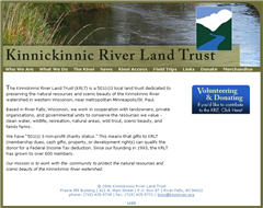 Kinnickinnic River Land Trust Web site screenshot